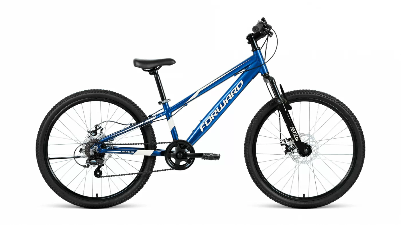 Реальное фото Велосипед Forward Rise 24 2.0 disc (2021) синий/белый RBKW1J347008 от магазина СпортСЕ