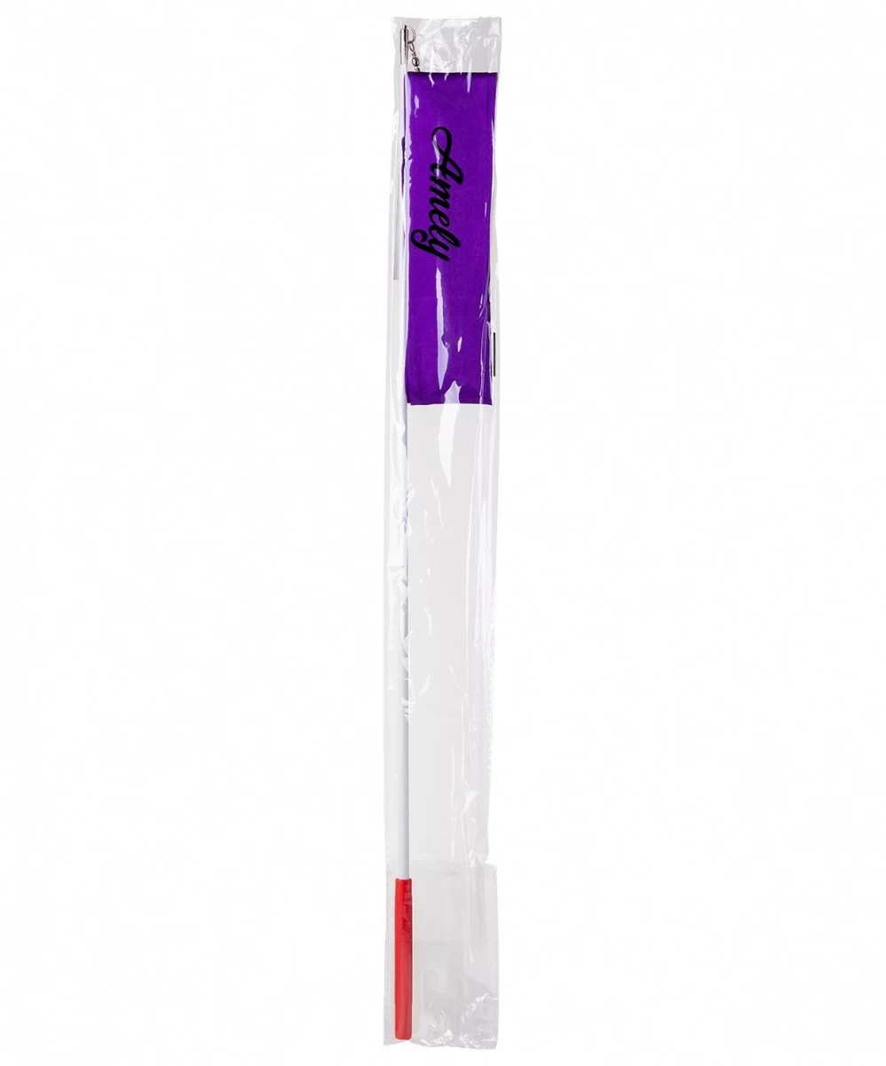 Реальное фото Лента для художественной гимнастики с палочкой 4 м Amely фиолетовая AGR-201 от магазина СпортСЕ