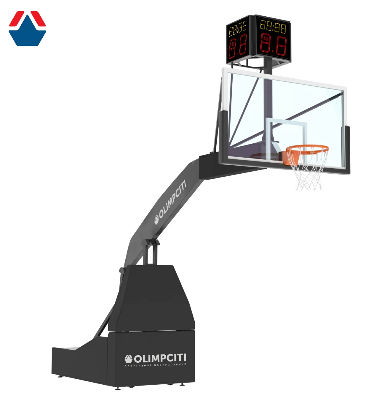 Реальное фото Стойка баскетбольная мобильная складная PRO, вынос 3250 с трехсторонним табло атаки от магазина СпортСЕ