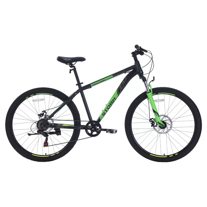 Реальное фото Велосипед TechTeam Storm 27,5" (2024) черно-зеленый от магазина СпортСЕ