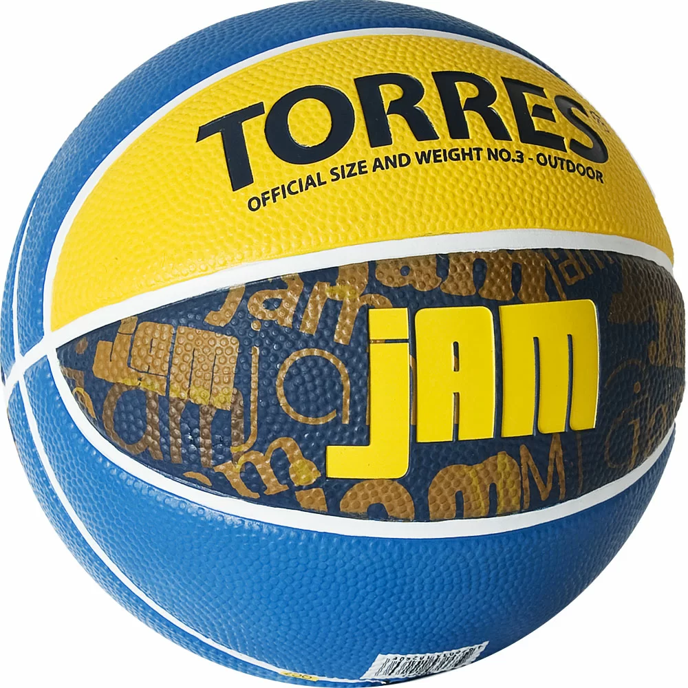 Реальное фото Мяч баскетбольный Torres Jam №3 син-желт-голубой B02043 от магазина СпортСЕ