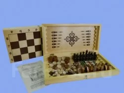 Набор игр (4 в 1) нарды, шашки, шахматы, карты (400*200*55) НШ-3