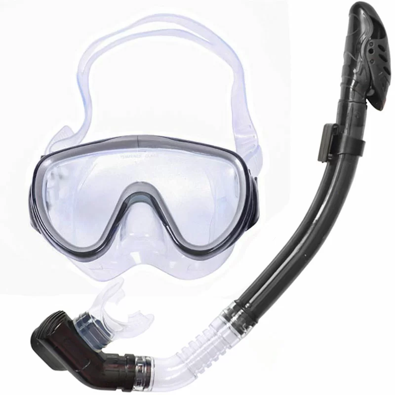 Реальное фото Набор для плавания E33176-8 взрослый маска+трубка (силикон) черный 10021294 от магазина СпортСЕ