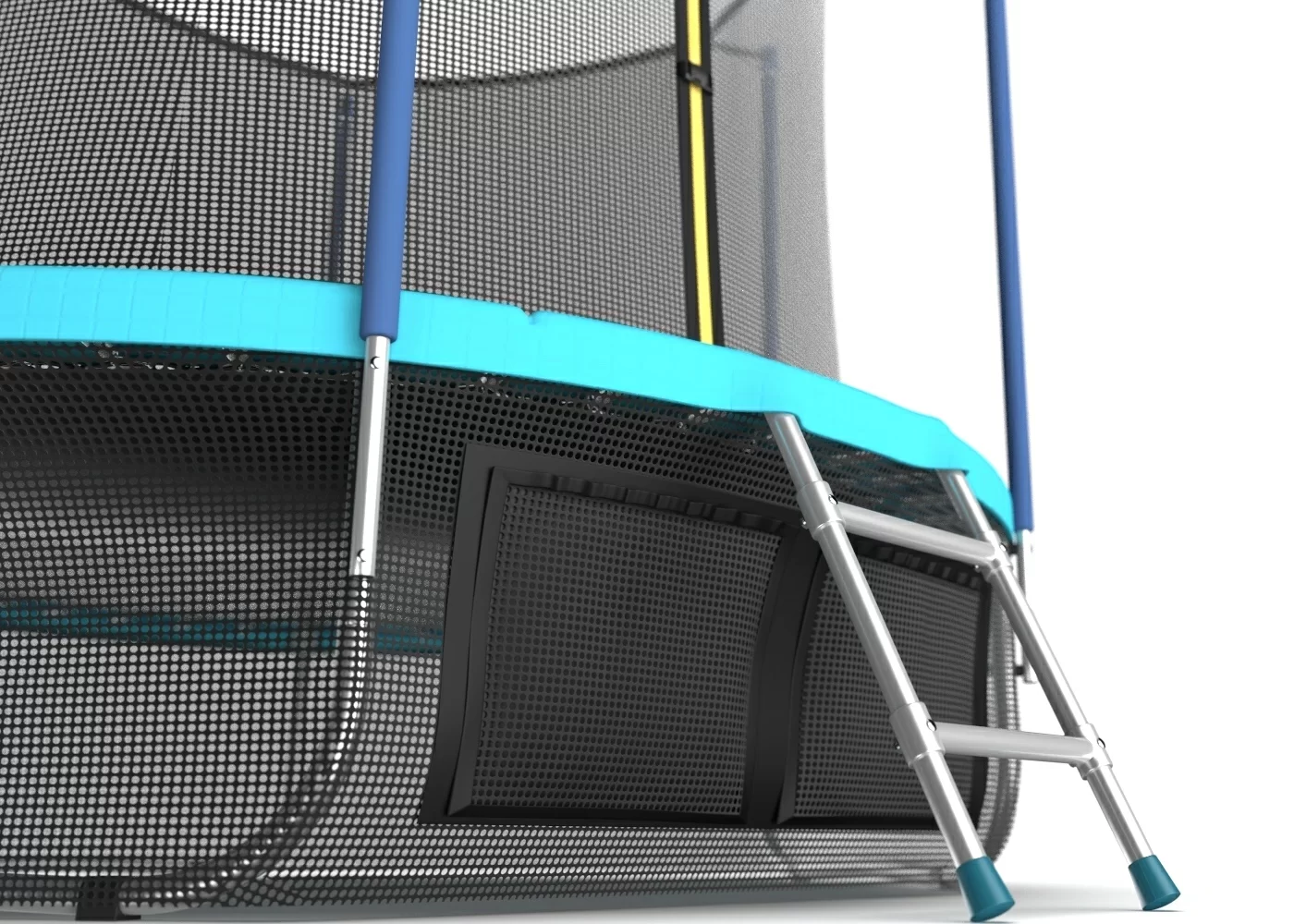 Реальное фото EVO JUMP Internal 8ft (Wave). Батут с внутренней сеткой и лестницей, диаметр 8ft (морская волна) + нижняя сеть от магазина СпортСЕ