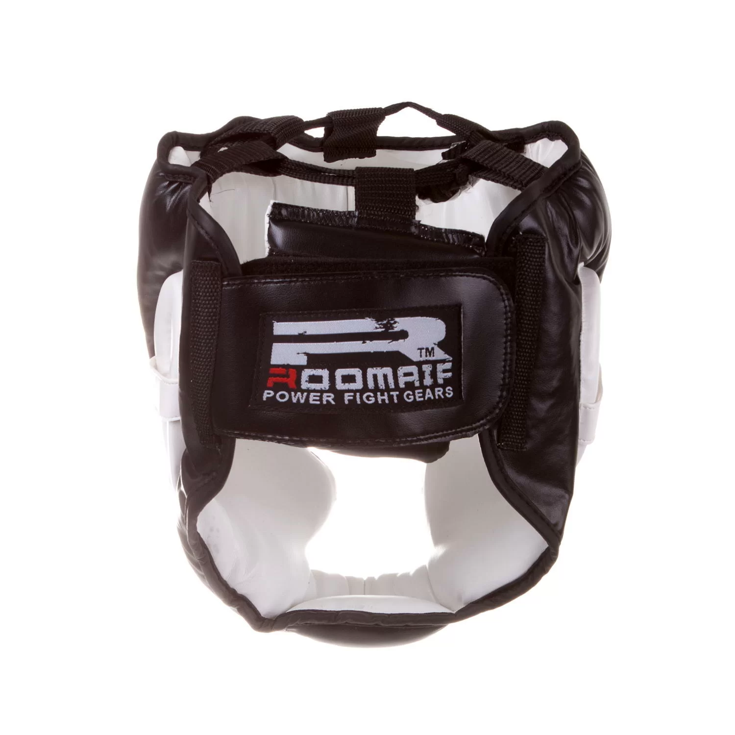 Реальное фото Шлем боксерский Roomaif RHG-150 3G PU/PL защитный черно-белый от магазина СпортСЕ