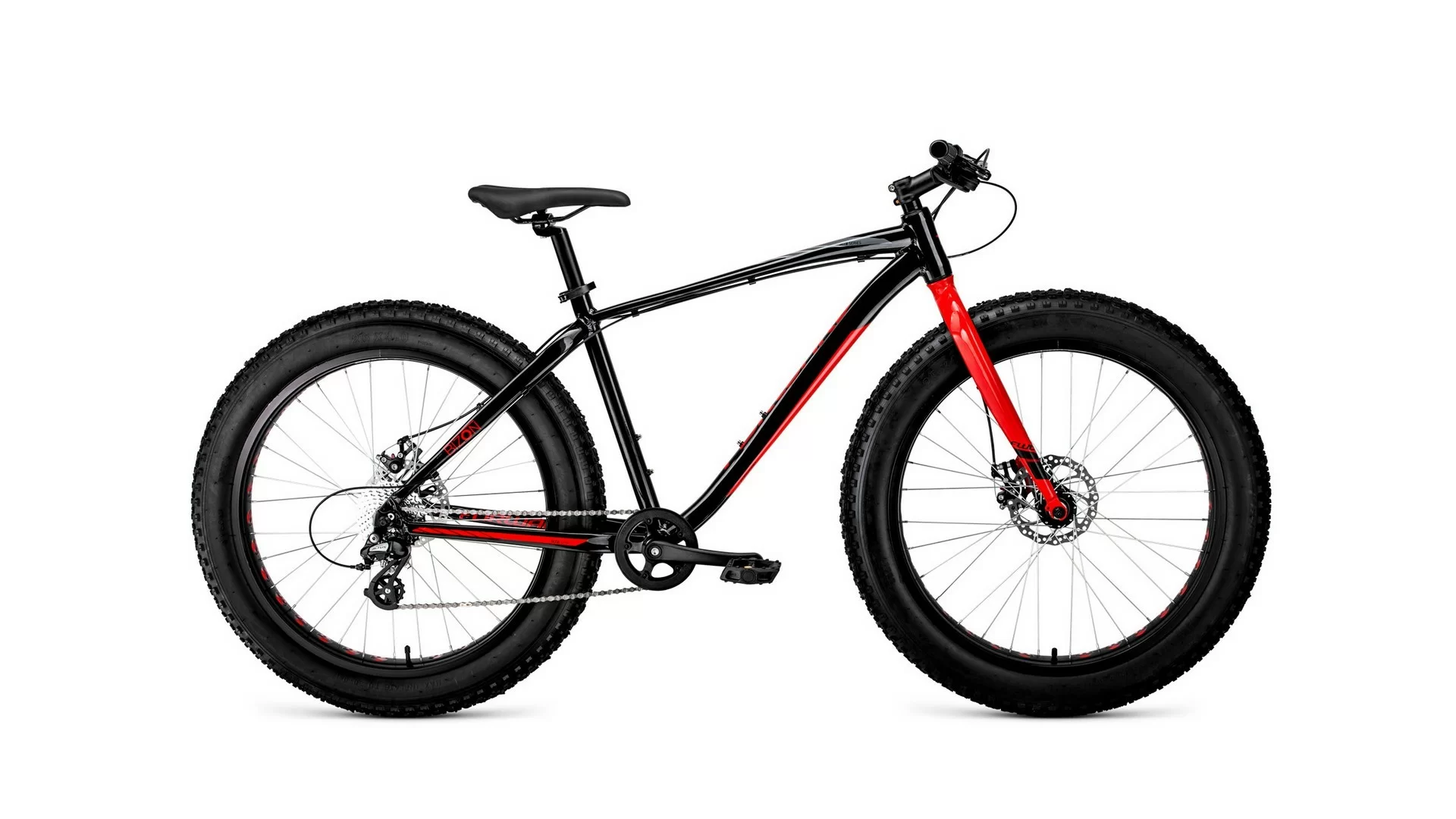 Реальное фото Велосипед Forward Bizon 26 (2020) черный/красный RBKW0W66P003 от магазина СпортСЕ