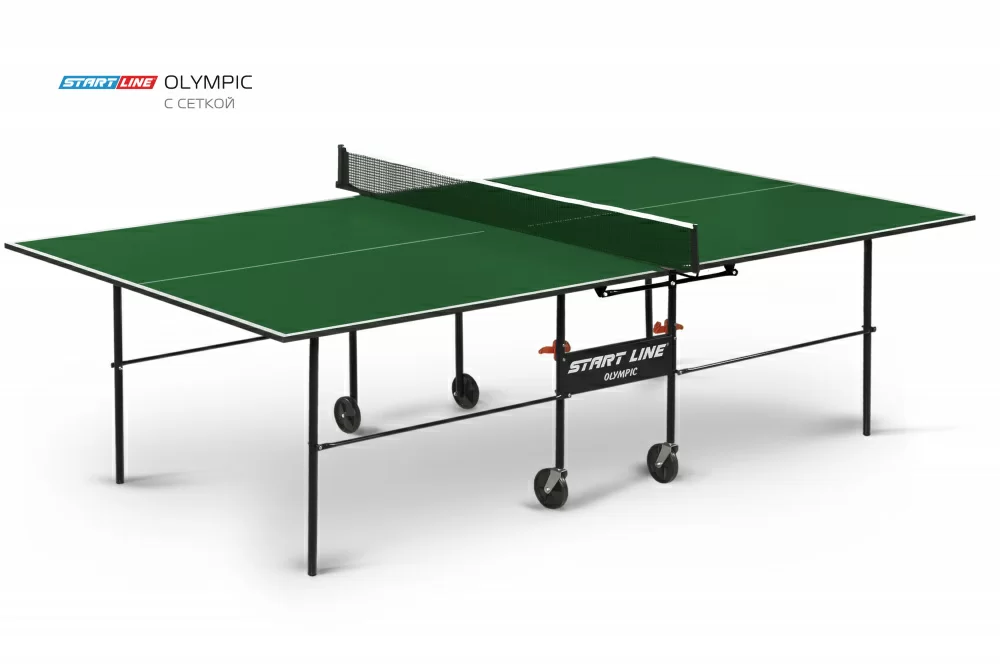 Реальное фото Теннисный стол Start Line Olympic green с сеткой от магазина СпортСЕ