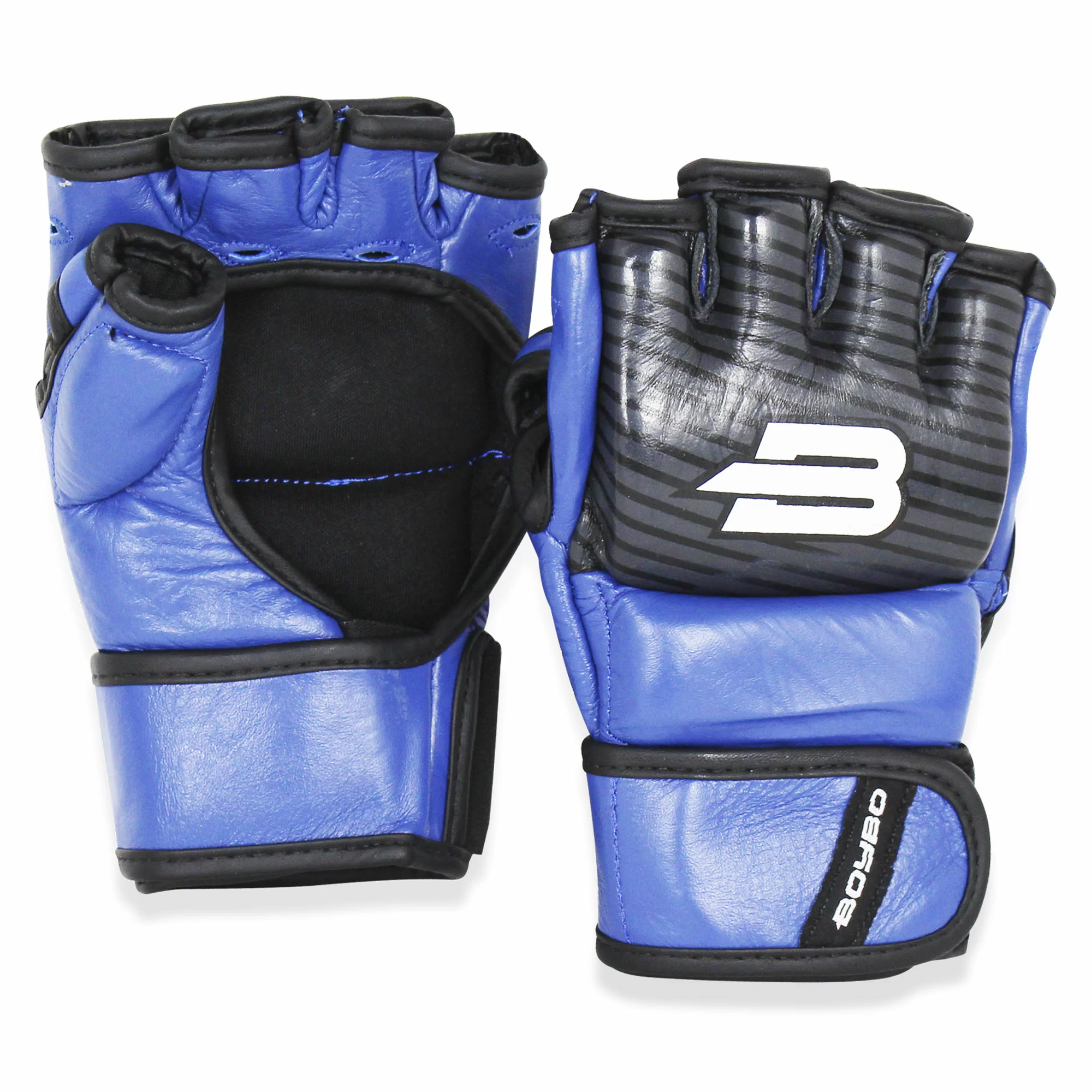 Реальное фото Перчатки ММА BoyBo Inrage кожа синие от магазина СпортСЕ