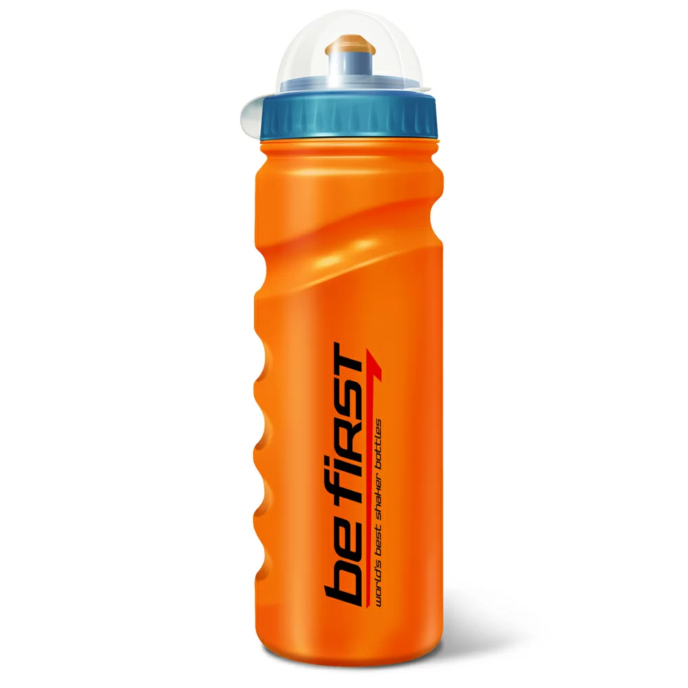 Реальное фото Бутылка для воды Be First 750 мл с крышкой, оранжевый 75-orange от магазина СпортСЕ