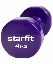 Гантель виниловая 4 кг StarFit Core DB-101 фиолетовый (1 шт) УТ-00018826
