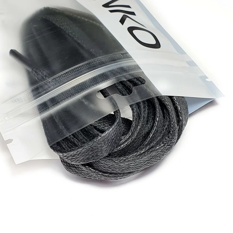 Реальное фото Шнурки воск коса плоский ширина 7мм 120см черный от магазина СпортСЕ