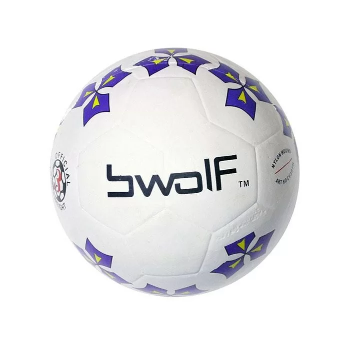 Реальное фото Мяч футбольный BWolf 360 г 4 резиновый бело-синий 5201 TFR от магазина СпортСЕ
