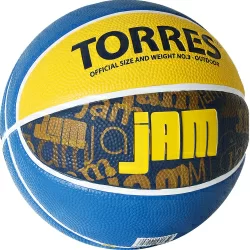 Мяч баскетбольный Torres Jam №3 син-желт-голубой B02043