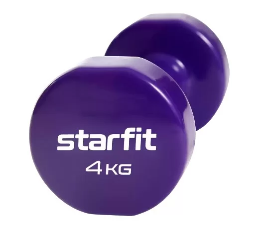 Реальное фото Гантели виниловые 4 кг StarFit Core DB-101 фиолетовый (пара) УТ-00020386 от магазина СпортСЕ