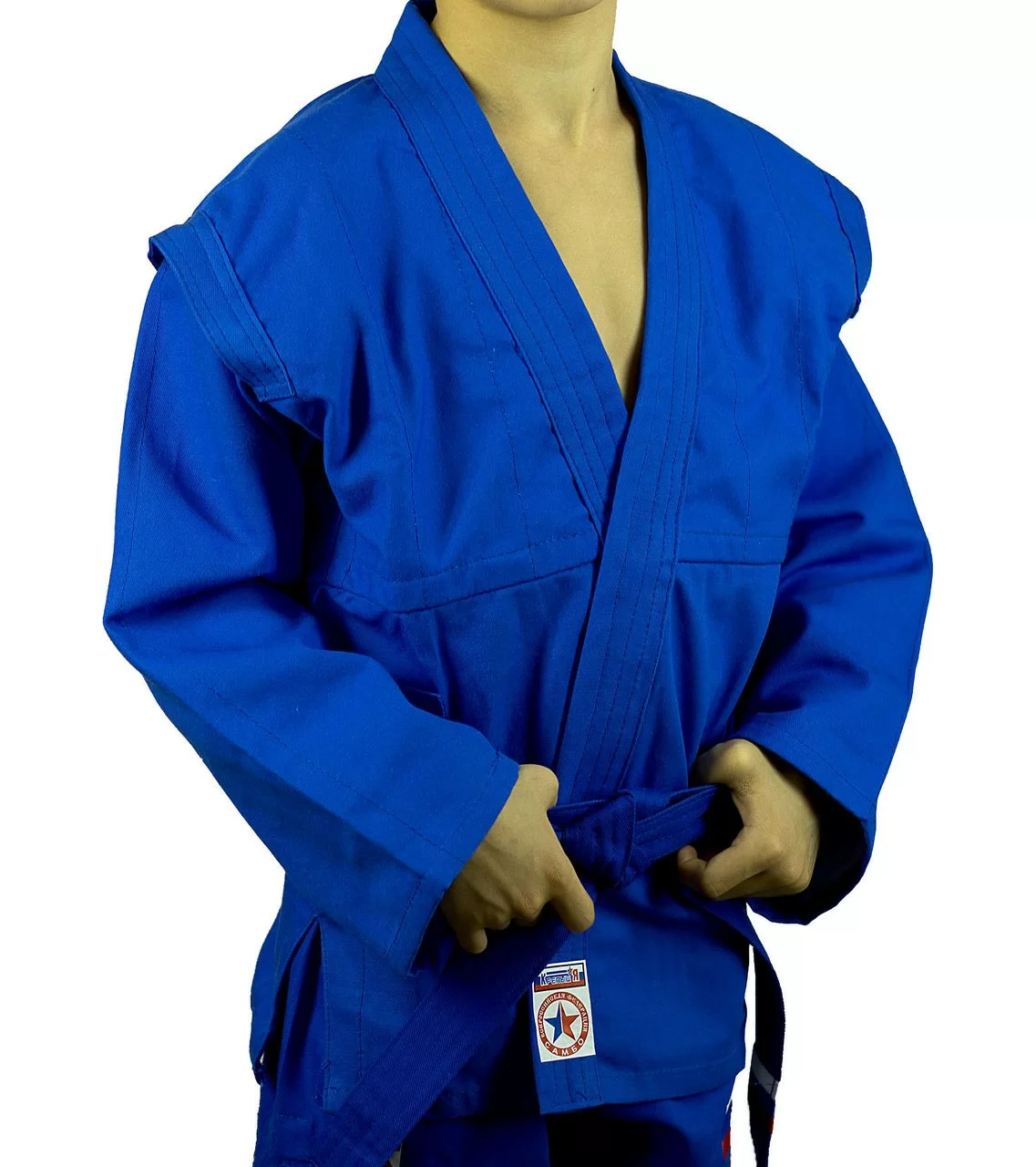 Реальное фото Куртка для самбо Крепыш облегченная синяя К.31.СИ-44.00 от магазина СпортСЕ