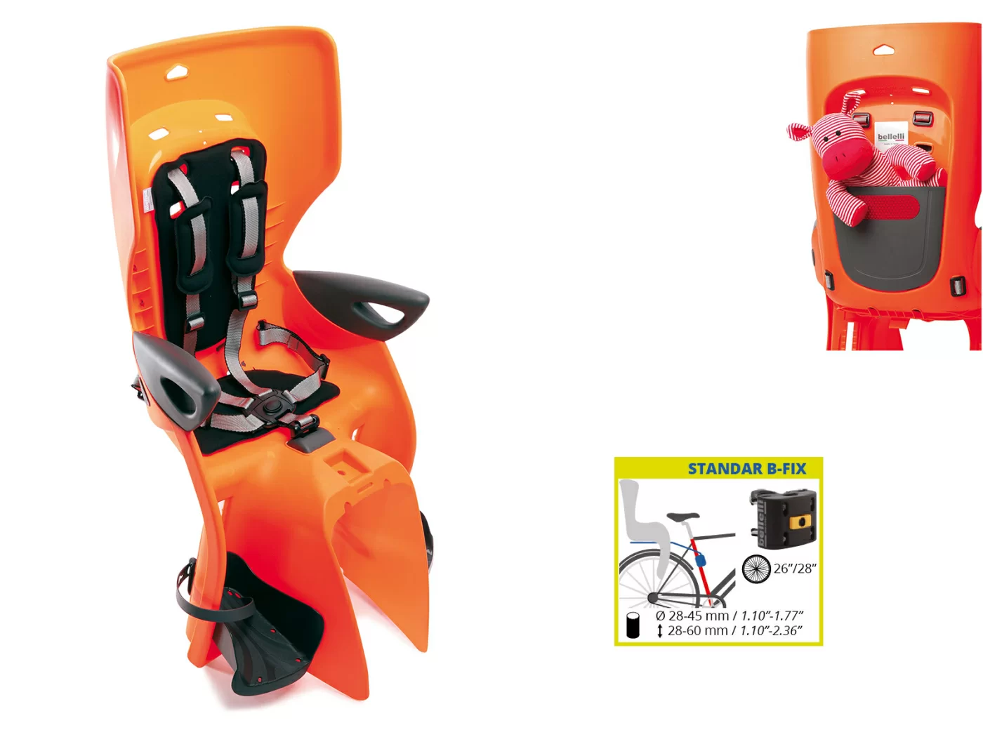 Реальное фото Сидение заднее BELLELLI Summer Standard B-fix оранжевое от магазина СпортСЕ