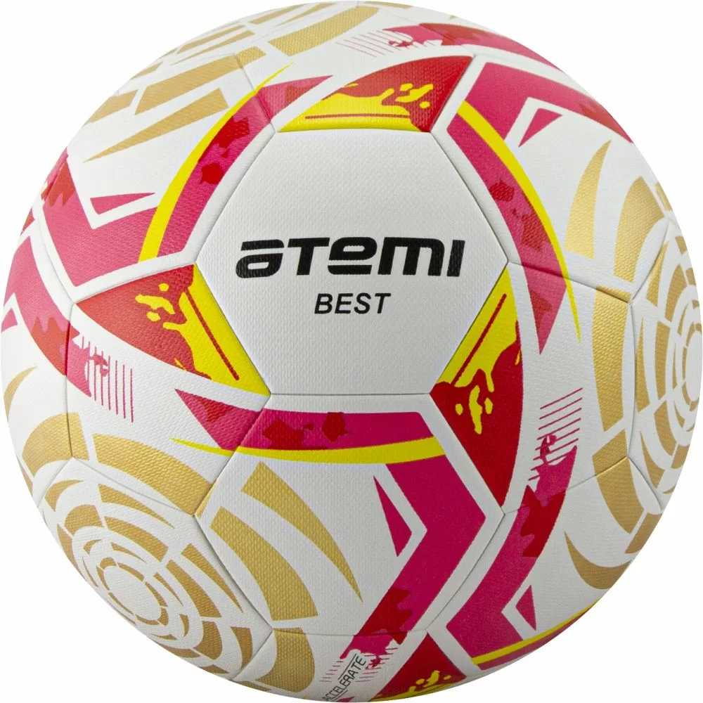 Реальное фото Мяч футбольный Atemi Best р.5 белый/золот/красн. от магазина СпортСЕ