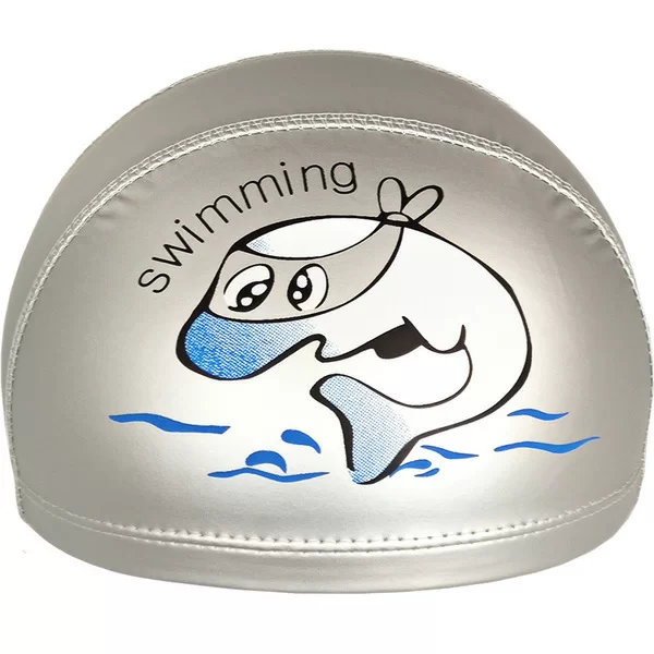 Реальное фото Шапочка для плавания E41279 детская ПУ Дельфин металик 10021843 от магазина СпортСЕ
