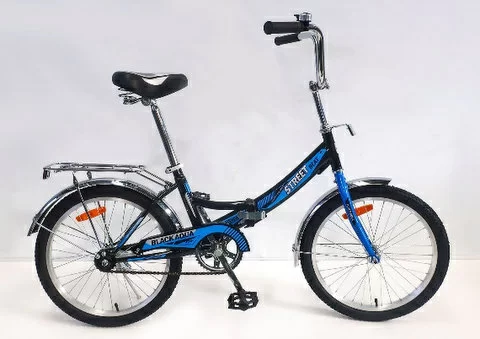 Реальное фото Велосипед Black Aqua Street Beat 121 20" 1s (РФ) черный-синий YF-701CTR от магазина СпортСЕ