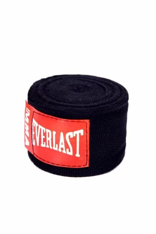 Реальное фото Бинт боксерский 2.54м Everlast MMA  черный 4453B от магазина СпортСЕ