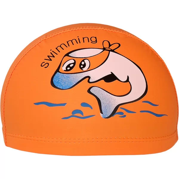 Реальное фото Шапочка для плавания E41275 детская ПУ Дельфин оранжевая 10021839 от магазина СпортСЕ
