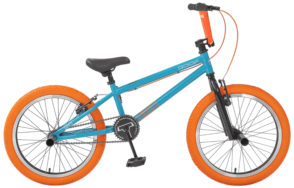 Реальное фото Велосипед BMX TechTeam Goof 20" бирюзово-оранжевый от магазина СпортСЕ