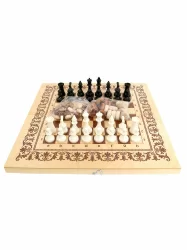 Набор игр (4 в 1) нарды, шашки, шахматы пластмассовые, карты (400*200*55) НШ-6