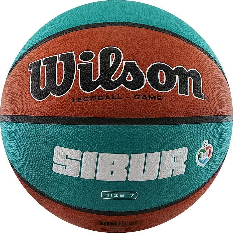Реальное фото Мяч баскетбольный Wilson VTB Sibur Gameball Eco №7 композит бутил. кам. корич-бирюз. WTB0547XBVTB от магазина СпортСЕ