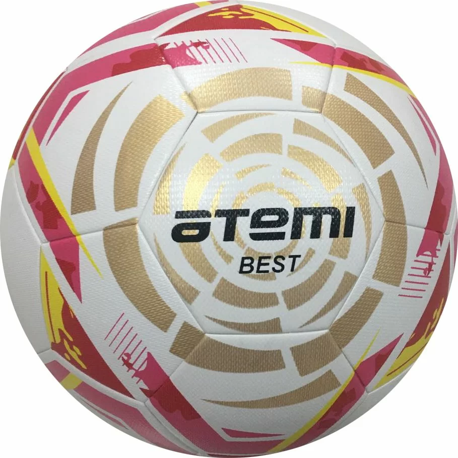 Реальное фото Мяч футбольный Atemi Best р.5 белый/золот/красн. от магазина СпортСЕ