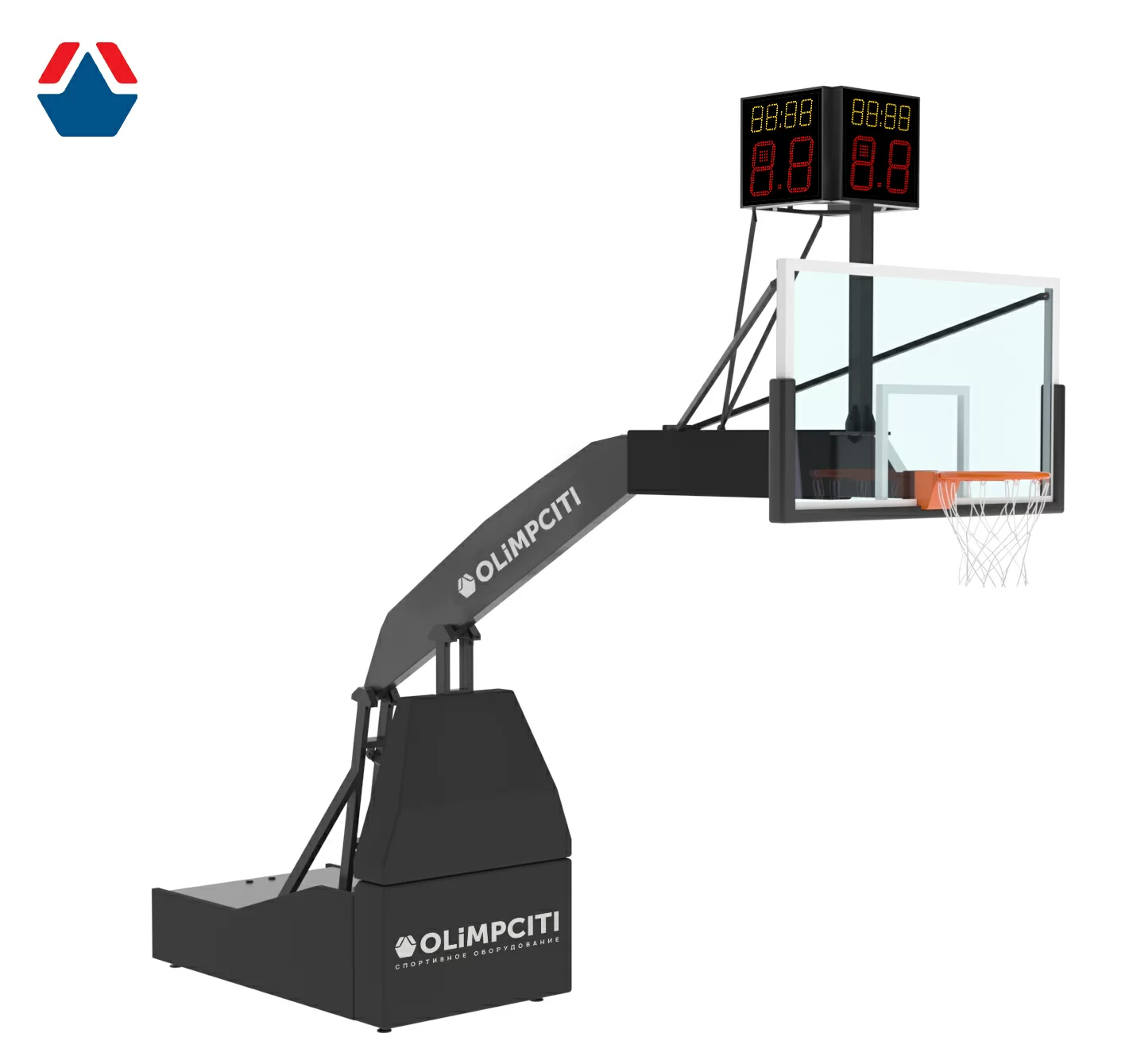 Реальное фото Стойка баскетбольная мобильная складная PRO, вынос 3250 с трехсторонним табло атаки от магазина СпортСЕ