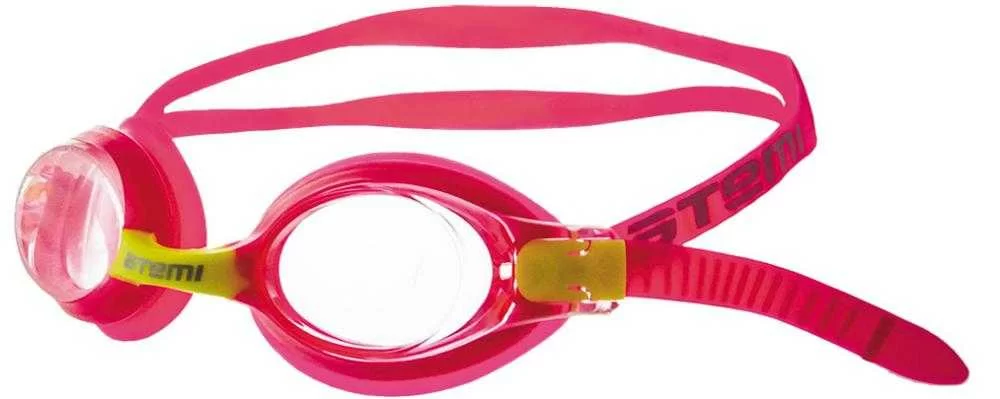 Реальное фото Очки для плавания Atemi M301 детские силикон ярко-розово-желтые от магазина СпортСЕ