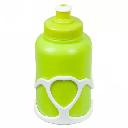 Реальное фото Велофляга STG с флягодержателем (Белый флягодержатель,Зеленая фляга) Х95402 от магазина СпортСЕ