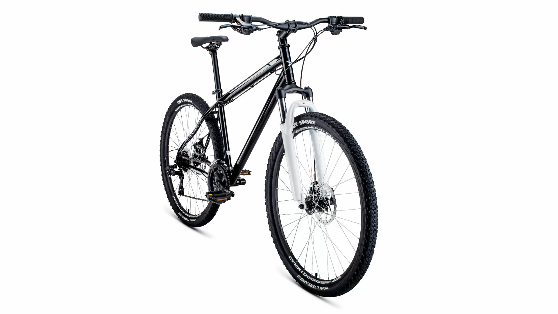 Реальное фото Велосипед Forward Sporting 27,5 2.2 disc (2021) черный/белый RBKW1M17G017 от магазина СпортСЕ