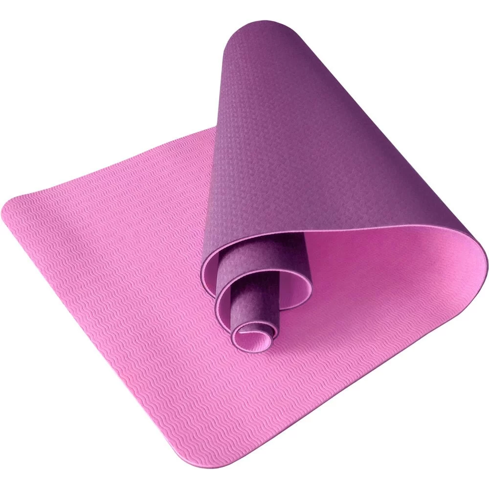 Реальное фото Коврик для йоги E29403 ТПЕ 183х61х0,6см 2-х слойный  фиолетовый E29403 от магазина СпортСЕ