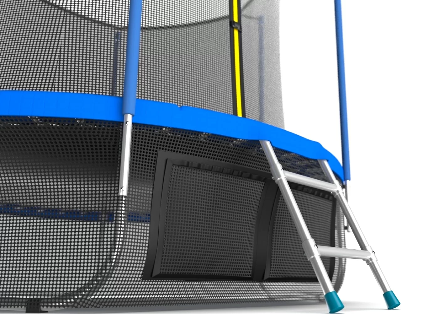 Реальное фото EVO JUMP Internal 12ft (Sky). Батут с внутренней сеткой и лестницей, диаметр 12ft (синий) + нижняя сеть от магазина СпортСЕ