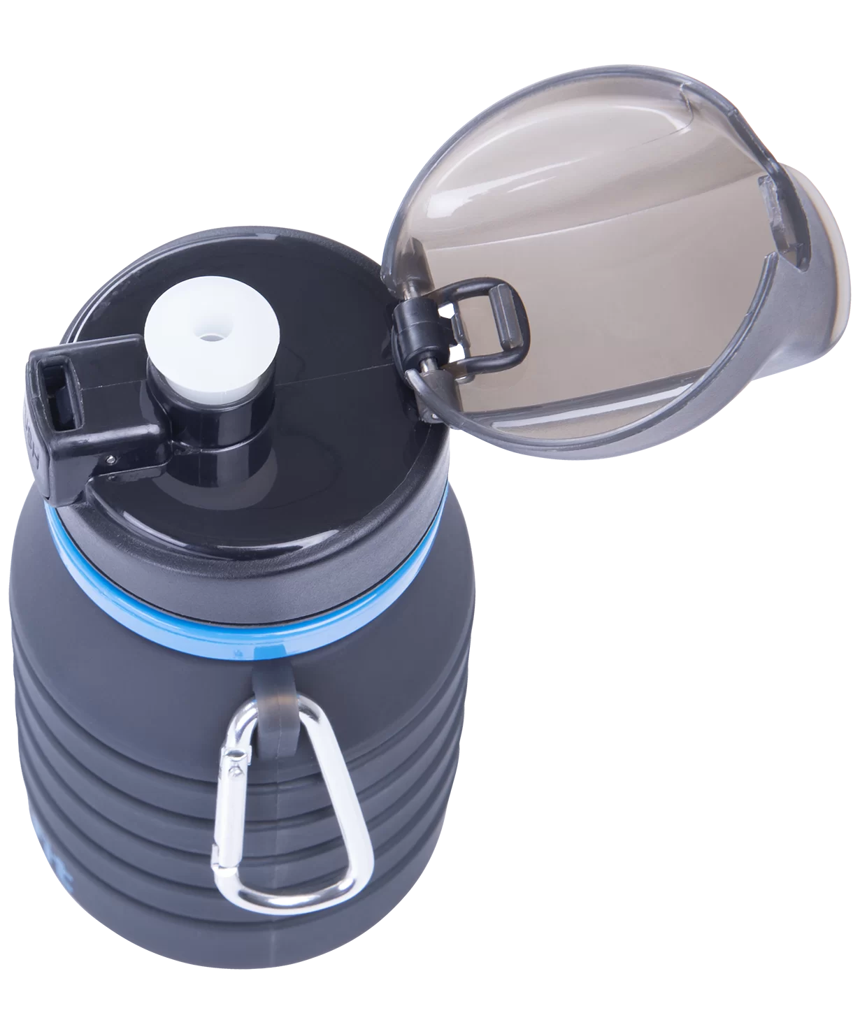Реальное фото Бутылка для воды StarFit FB-100 с карабином складная серый УТ-00016606 от магазина СпортСЕ