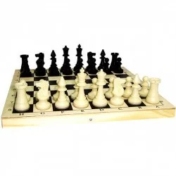 Шахматы обиходные пластмассовые (d25) в деревянной доске 290*145*46 Ш-16
