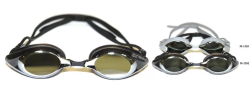 Очки для плавания Whale Y0M1201(М-1201) стартовые  оправа черный/стекло зеркало-серебро