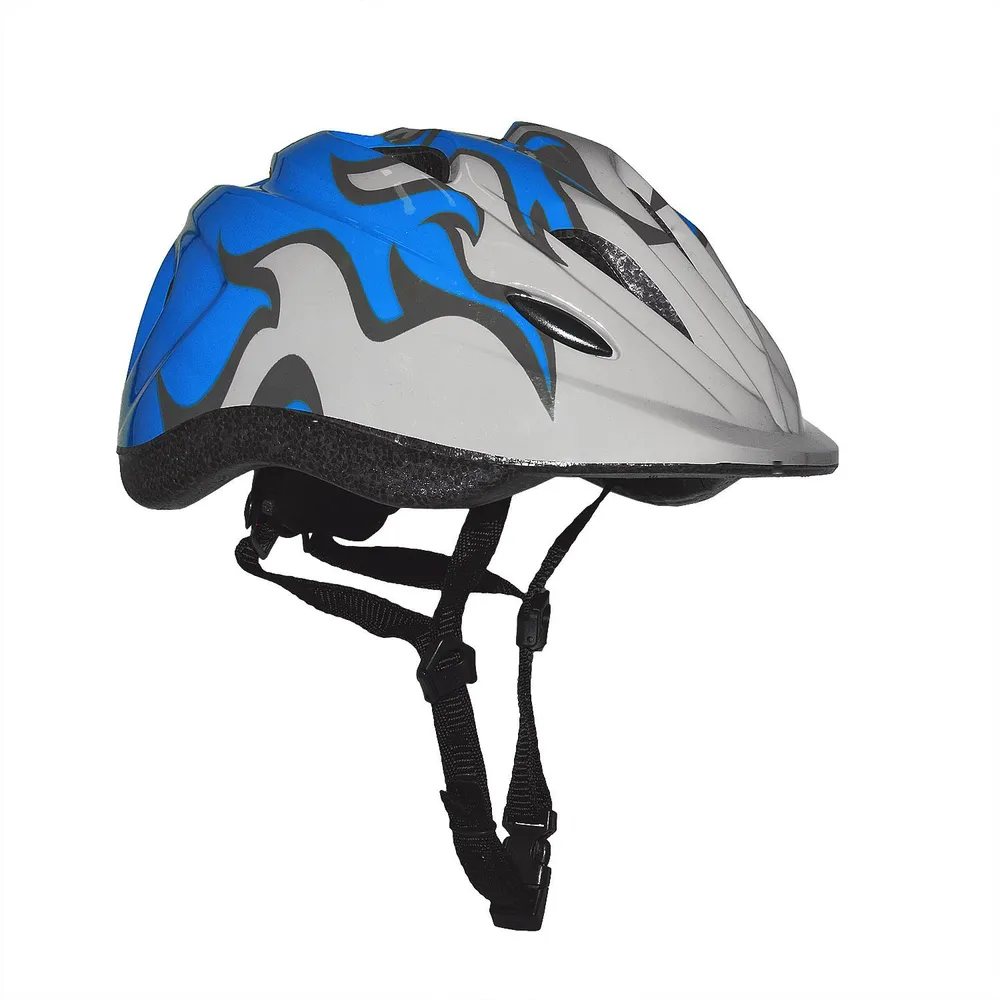 Реальное фото Шлем Flame с регулировкой размера (50-57) синий/белый от магазина СпортСЕ