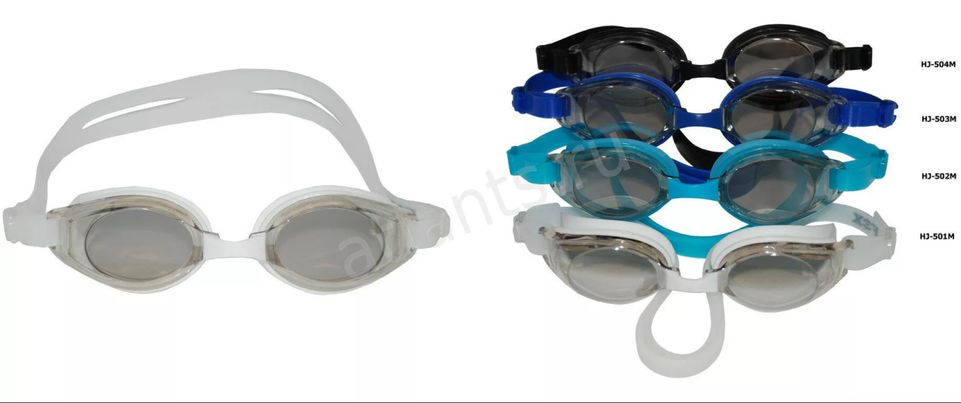 Реальное фото Очки для плавания Fox HJ-502M взрослые зеркальные голубой от магазина СпортСЕ