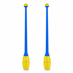 Булавы для гимнастики 41 см Indigo вставляющиеся (пластик, каучук) голубо-желтый  IN018