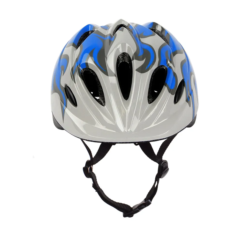 Реальное фото Шлем Flame с регулировкой размера (50-57) синий/белый от магазина СпортСЕ