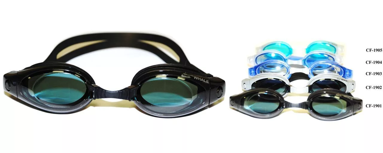 Реальное фото Очки для плавания Whale Y01904(CF-1904) оправа белая/стекло голубое от магазина СпортСЕ