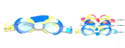 Очки для плавания Whale Y0AF-K2(CF-559A-2) детские оправа белый+синий/стекло синий