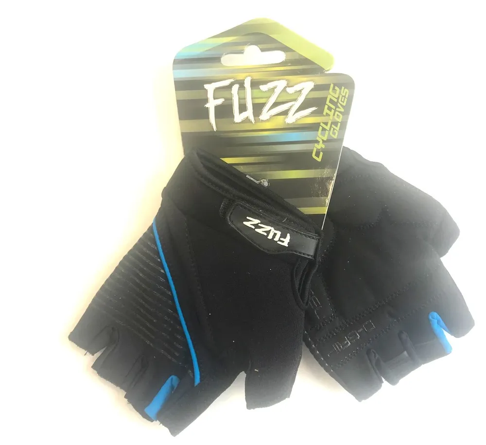 Реальное фото Перчатки Fuzz лайкра Gel comfort р.M черно-голубые  08-202343 от магазина СпортСЕ