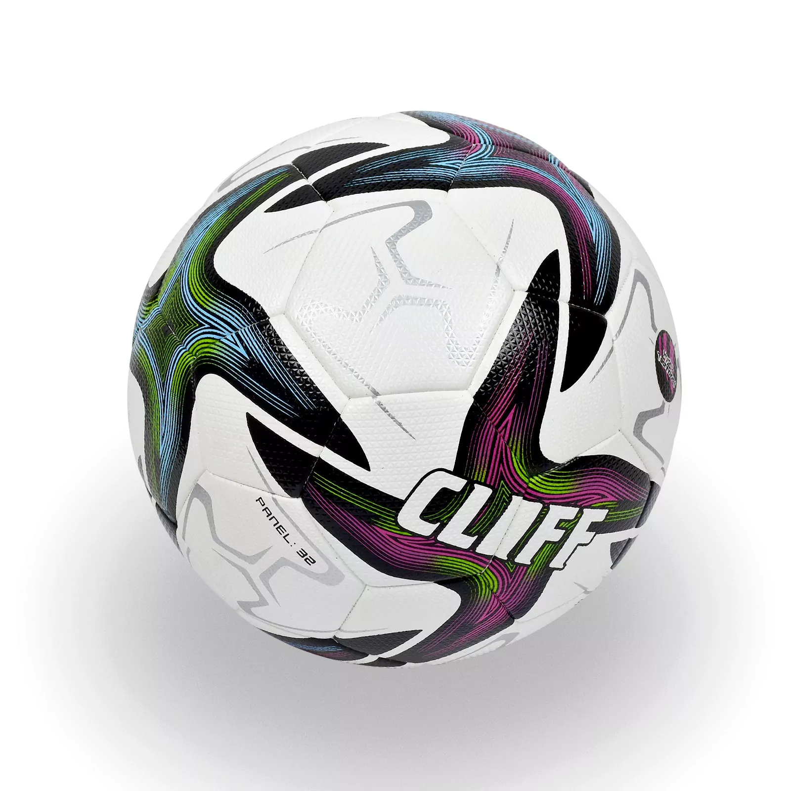 Реальное фото Мяч футбольный Cliff №5 PU Hibrid бело-розово-синий 3256 от магазина СпортСЕ