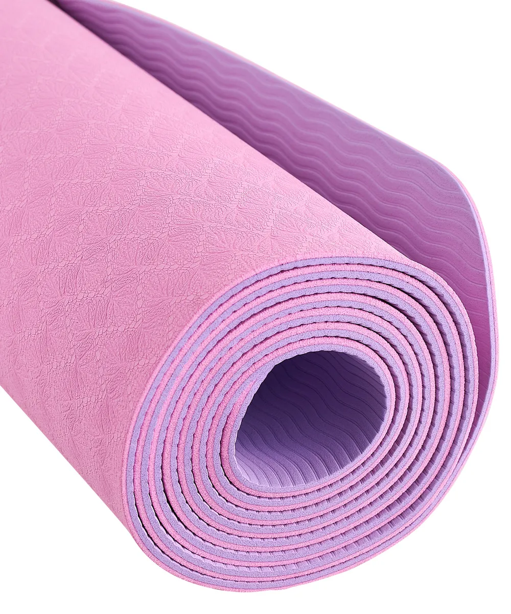 Реальное фото Коврик для йоги StarFit FM-201 TPE 173x61x0,4 см розовый пастель/фиолет пастель УТ-00018911 от магазина СпортСЕ